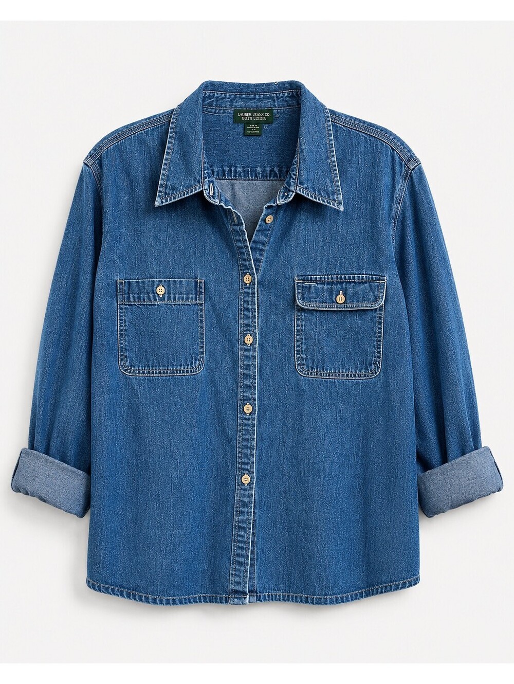 Lauren Jeans Co Ralph Lauren 2X Denim Shirt 90s Western Ranch Overshirt